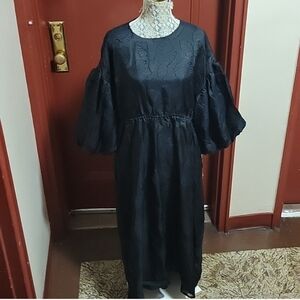 Kika Vargas Women Black Floral Puff Sleeve Sundress Size XL